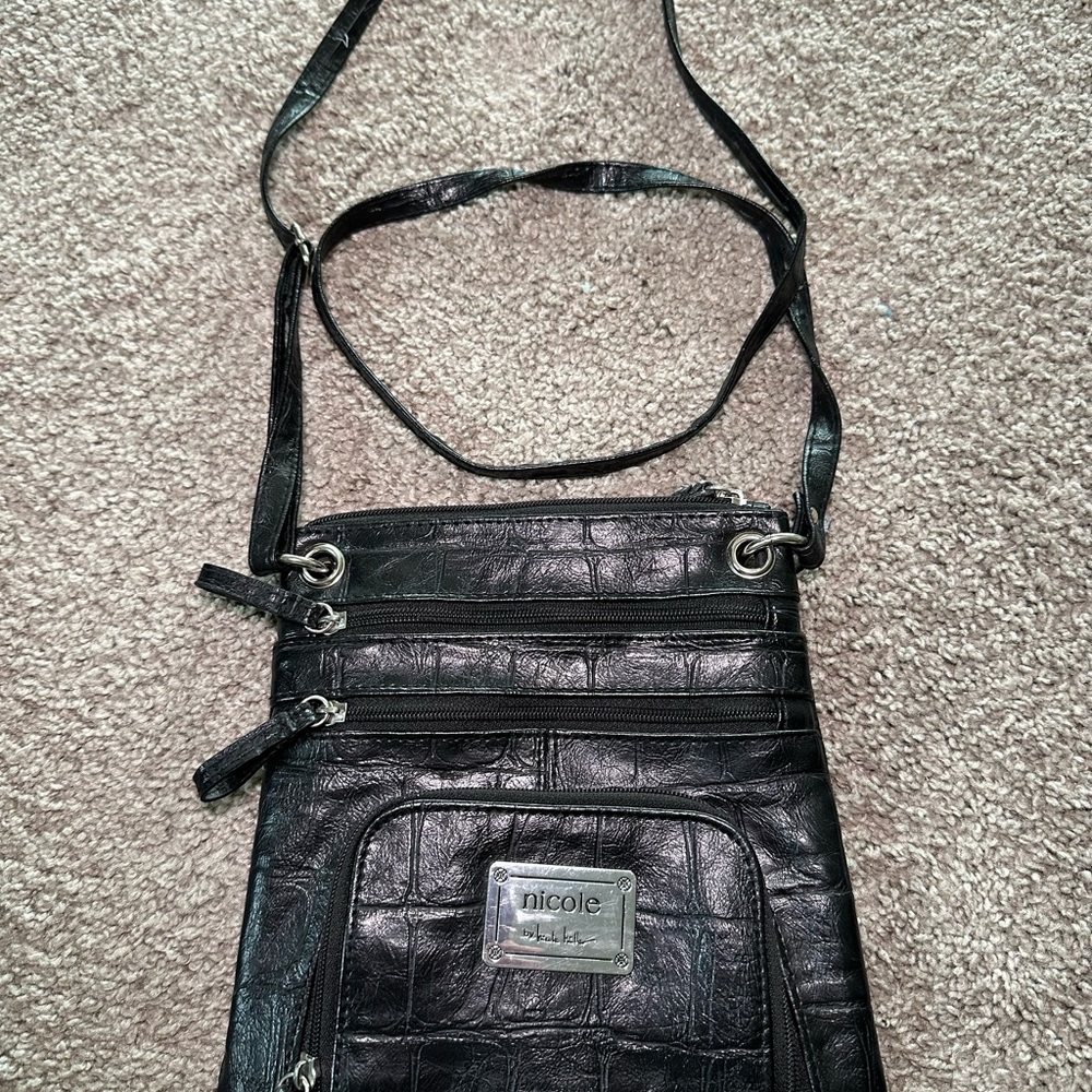 Nicole Textured Black Shoulder Bag